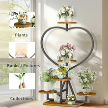 Load image into Gallery viewer, Heavy Duty Square Pipe Plant Stand Heart 5-tier Flower Rack Display Shelves Wood
