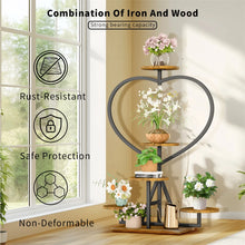 Load image into Gallery viewer, Heavy Duty Square Pipe Plant Stand Heart 5-tier Flower Rack Display Shelves Wood
