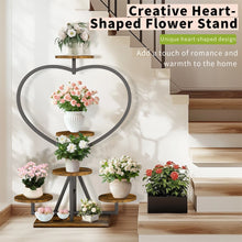Load image into Gallery viewer, Heavy Duty Square Pipe Plant Stand Heart 5-tier Flower Rack Display Shelves Wood
