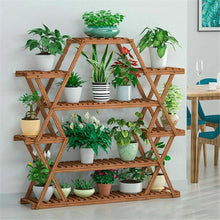Load image into Gallery viewer, Jumbo Triangle 4 Tier Wood Plant Stand Flower Rack Storage Shelf Garden Outdoor
