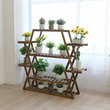 Load image into Gallery viewer, Jumbo Triangle 4 Tier Wood Plant Stand Flower Rack Storage Shelf Garden Outdoor
