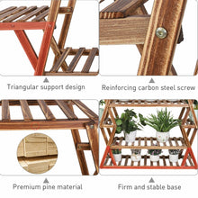 Load image into Gallery viewer, Jumbo Triangle 4 Tier Wood Plant Stand Flower Rack Storage Shelf Garden Outdoor
