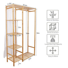 Load image into Gallery viewer, 6 Tier Bamboo Garment Rack Storage Shelves Clothes Hanging Wardrobe Closet Stand
