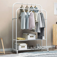 Load image into Gallery viewer, Closet Organizer Metal Garment Rack Portable Clothes Hanger Storage Shoes Rack
