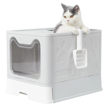 Load image into Gallery viewer, Top Exit Cat Litter Box with Tray Foldable Large Kitty Litter Boxes Toilet Clean
