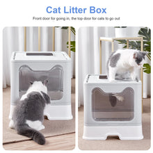 Load image into Gallery viewer, Top Exit Cat Litter Box with Tray Foldable Large Kitty Litter Boxes Toilet Clean
