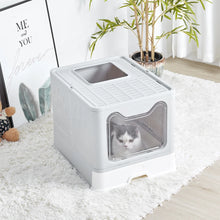 Load image into Gallery viewer, Top Exit Cat Litter Box with Tray Foldable Large Kitty Litter Boxes Toilet Clean
