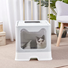 Load image into Gallery viewer, Top Exit Cat Litter Box with Tray Foldable Large Kitty Litter Boxes Toilet Clean
