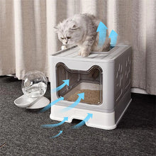 Load image into Gallery viewer, Top Exit Cat Litter Box with Tray Foldable Large Kitty Litter Boxes Toilet Clean
