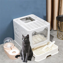 Load image into Gallery viewer, Top Exit Cat Litter Box with Tray Foldable Large Kitty Litter Boxes Toilet Clean
