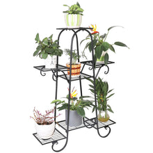 Load image into Gallery viewer, 7 Pot Metal Plant Stand Garden Flower Shelves Outdoor Indoor Wrought Iron New
