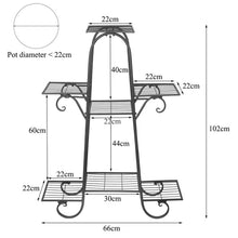 Load image into Gallery viewer, 7 Pot Metal Plant Stand Garden Flower Shelves Outdoor Indoor Wrought Iron New
