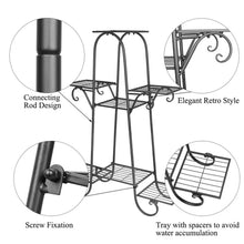 Load image into Gallery viewer, 7 Pot Metal Plant Stand Garden Flower Shelves Outdoor Indoor Wrought Iron New
