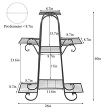Load image into Gallery viewer, 7 Pot Metal Plant Stand Garden Flower Shelves Outdoor Indoor Wrought Iron New
