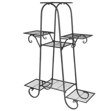 Load image into Gallery viewer, 7 Pot Metal Plant Stand Garden Flower Shelves Outdoor Indoor Wrought Iron New

