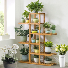 Load image into Gallery viewer, Wall Corner Wooden Plant Stand Indoor Outdoor Garden Flower Pot Shelf Space Save
