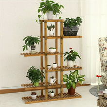Load image into Gallery viewer, Wall Corner Wooden Plant Stand Indoor Outdoor Garden Flower Pot Shelf Space Save
