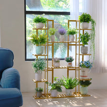 Load image into Gallery viewer, 9 Tier Bamboo Plant Stand Corner Shelf Garden Flower Pot Display Indoor Outdoor
