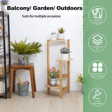 Load image into Gallery viewer, 3 Tier Bamboo Tall Corner Plant Rack Garden Flower Pot Holder Living Room Patio
