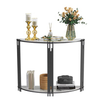 Load image into Gallery viewer, Half Moon Tiered Real Marble Entry Console Table Hallway Entryway Furniture for Entrance, Home Living Room
