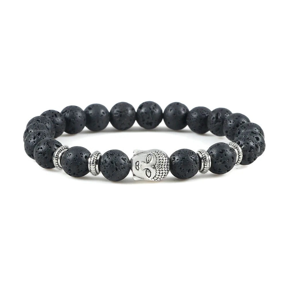 Reiki Tiger Eyes Beaded Buddha Bracelet Natural Stone Bracelet Elastic Rosary Men Women Prayer Charm Yoga Jewelry Gift Pulseras