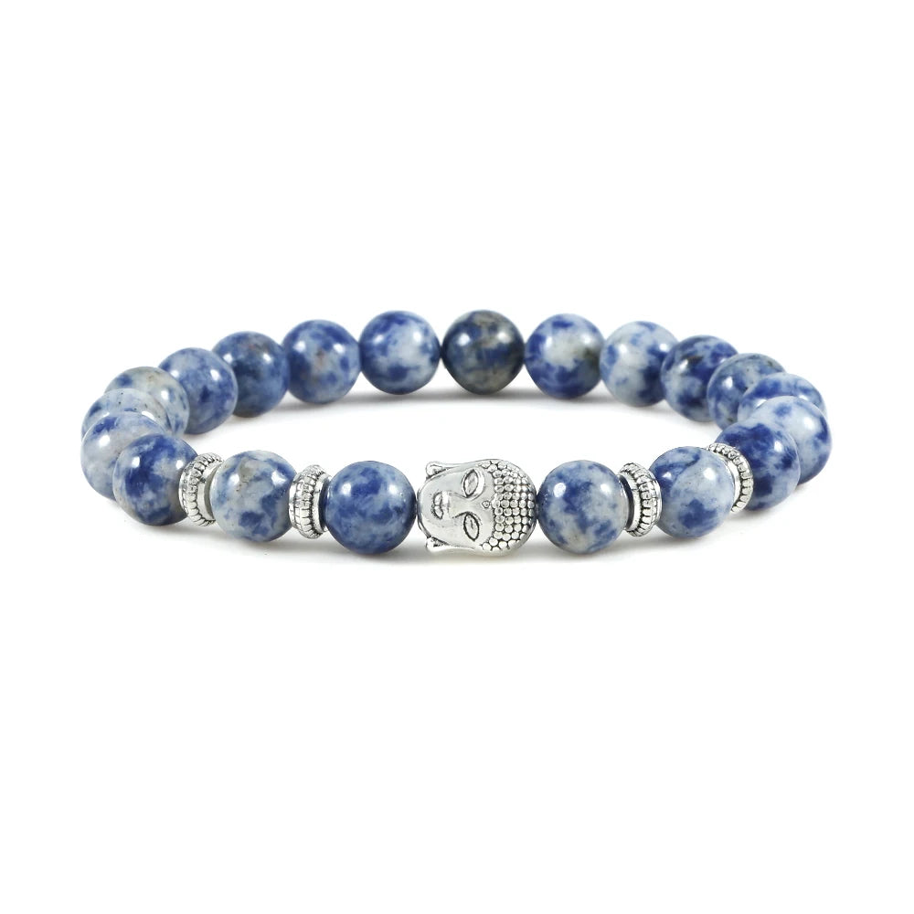 Reiki Tiger Eyes Beaded Buddha Bracelet Natural Stone Bracelet Elastic Rosary Men Women Prayer Charm Yoga Jewelry Gift Pulseras