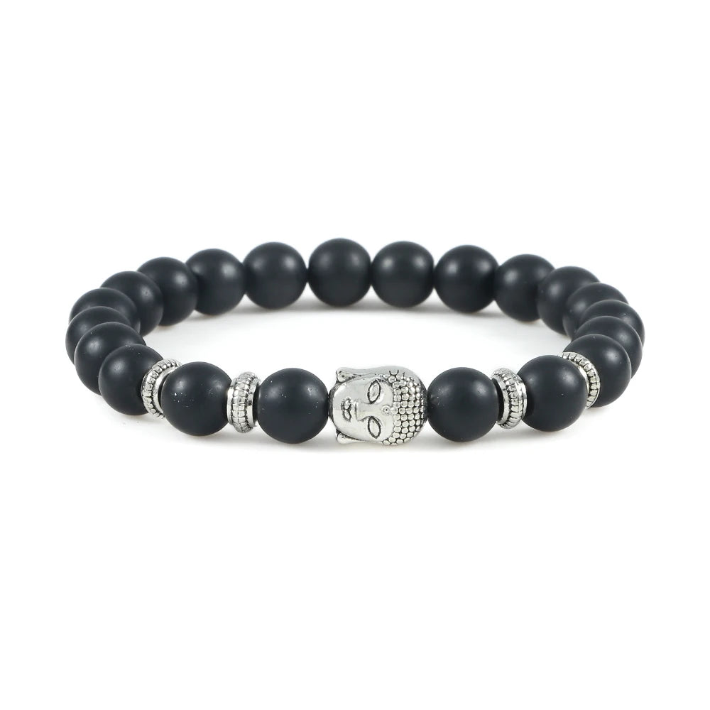 Reiki Tiger Eyes Beaded Buddha Bracelet Natural Stone Bracelet Elastic Rosary Men Women Prayer Charm Yoga Jewelry Gift Pulseras
