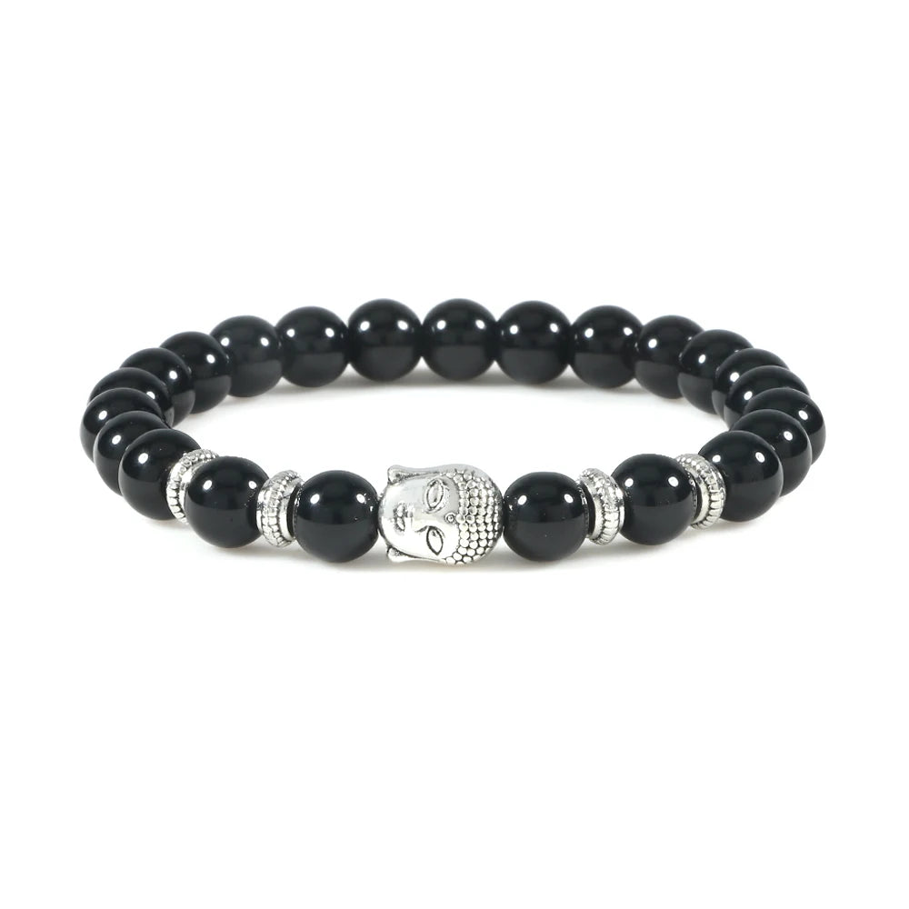 Reiki Tiger Eyes Beaded Buddha Bracelet Natural Stone Bracelet Elastic Rosary Men Women Prayer Charm Yoga Jewelry Gift Pulseras