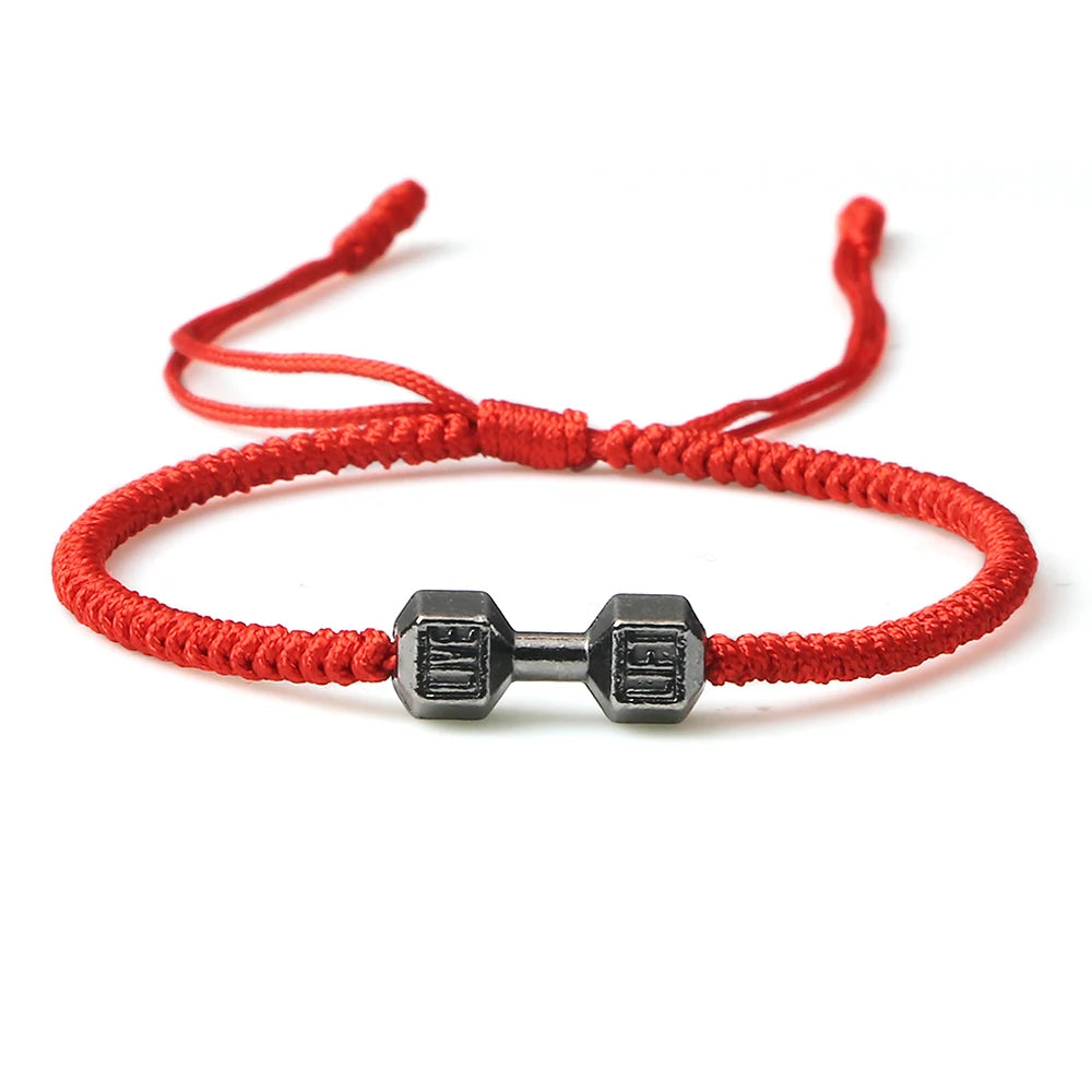 Energy Dumbbell Pendant Braided Bracelet Handmade Nylon Rope Adjustable Bracelet Women Prayer Couple Bangle Jewelry Gift Fashion