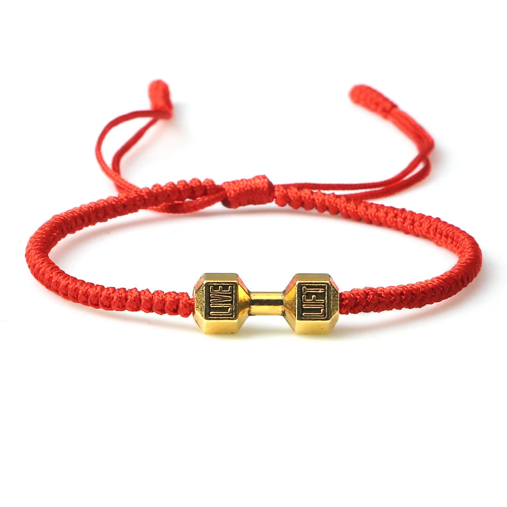 Energy Dumbbell Pendant Braided Bracelet Handmade Nylon Rope Adjustable Bracelet Women Prayer Couple Bangle Jewelry Gift Fashion
