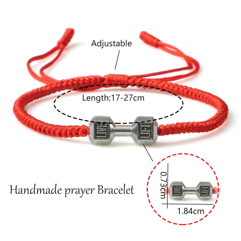 Energy Dumbbell Pendant Braided Bracelet Handmade Nylon Rope Adjustable Bracelet Women Prayer Couple Bangle Jewelry Gift Fashion