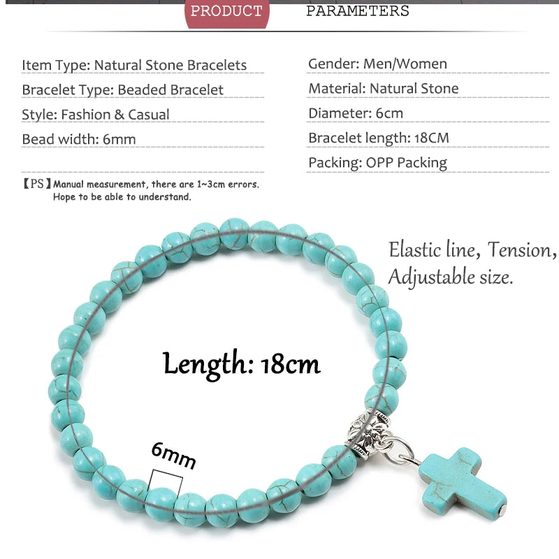 Prayer Bracelet 6MM Onyx Natural Stone Beads Religion Jesus Cross Pedant Bracelets Bangles for Men Women Yoga Friendship Jewelry