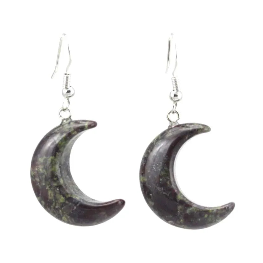 Natural Crystal Stone Crescent Moon Pendant Healing Crystals Quartz Reiki Labradorite Earrings Pendant Necklace For Women Girls