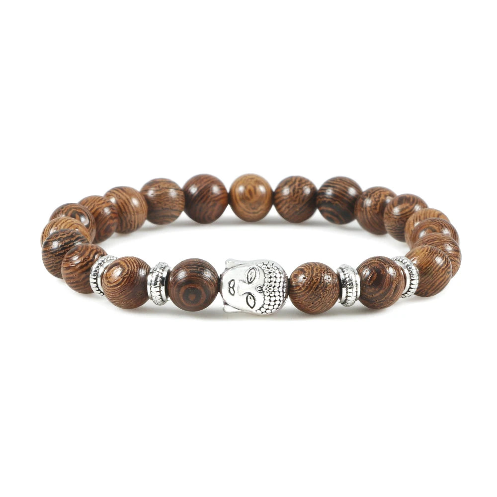 Reiki Tiger Eyes Beaded Buddha Bracelet Natural Stone Bracelet Elastic Rosary Men Women Prayer Charm Yoga Jewelry Gift Pulseras