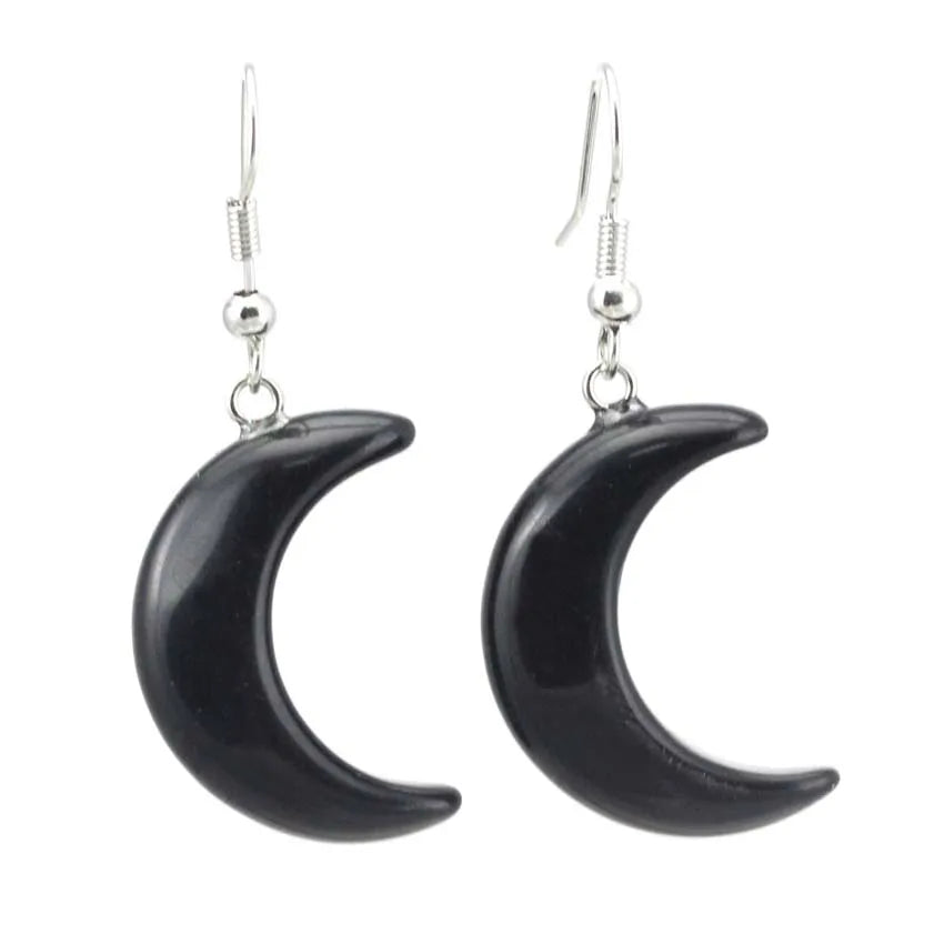 Natural Crystal Stone Crescent Moon Pendant Healing Crystals Quartz Reiki Labradorite Earrings Pendant Necklace For Women Girls