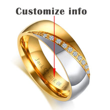 Charger l'image dans la galerie, Vnox Temperament Wedding Rings For Women Men CZ Stones Stainless Steel Engagement Band Anniversary Personalized Gift Jewelry
