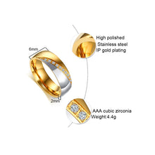 Charger l'image dans la galerie, Vnox Temperament Wedding Rings For Women Men CZ Stones Stainless Steel Engagement Band Anniversary Personalized Gift Jewelry
