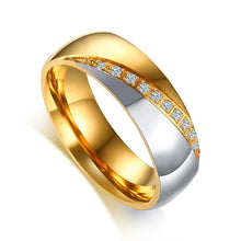 Charger l'image dans la galerie, Vnox Temperament Wedding Rings For Women Men CZ Stones Stainless Steel Engagement Band Anniversary Personalized Gift Jewelry

