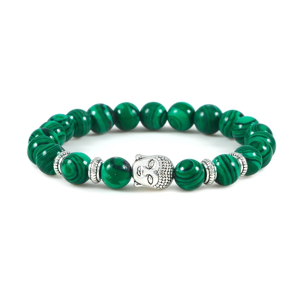 Reiki Tiger Eyes Beaded Buddha Bracelet Natural Stone Bracelet Elastic Rosary Men Women Prayer Charm Yoga Jewelry Gift Pulseras