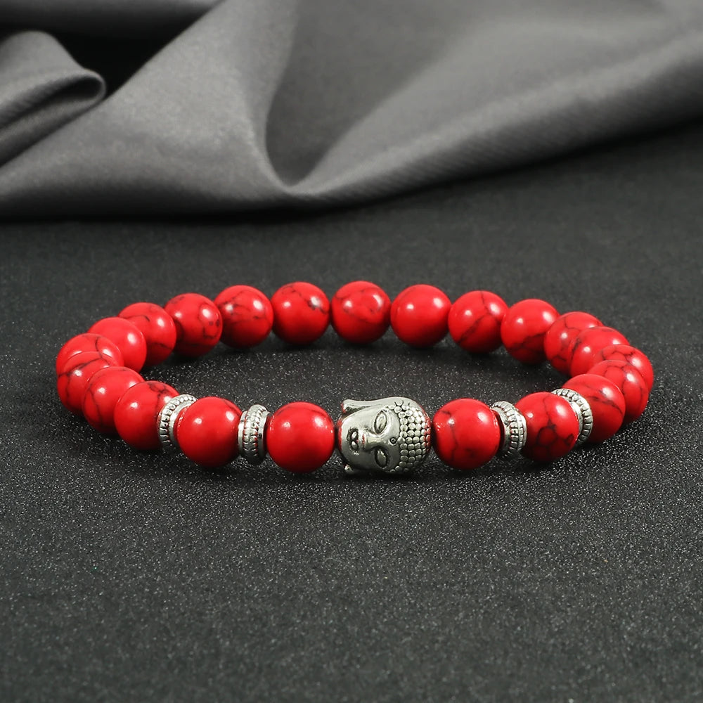 Reiki Tiger Eyes Beaded Buddha Bracelet Natural Stone Bracelet Elastic Rosary Men Women Prayer Charm Yoga Jewelry Gift Pulseras
