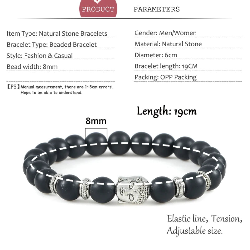 Reiki Tiger Eyes Beaded Buddha Bracelet Natural Stone Bracelet Elastic Rosary Men Women Prayer Charm Yoga Jewelry Gift Pulseras