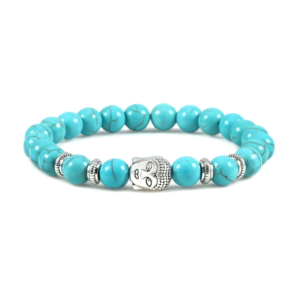 Reiki Tiger Eyes Beaded Buddha Bracelet Natural Stone Bracelet Elastic Rosary Men Women Prayer Charm Yoga Jewelry Gift Pulseras