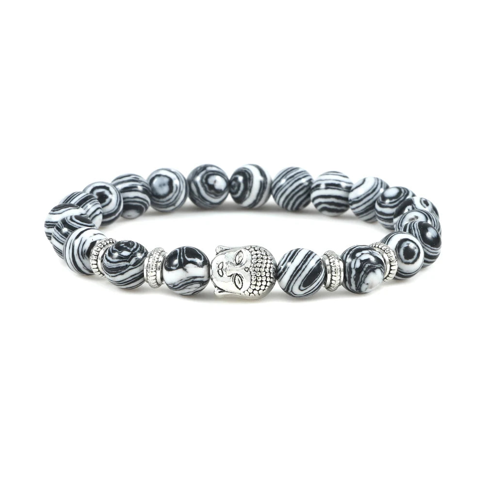 Reiki Tiger Eyes Beaded Buddha Bracelet Natural Stone Bracelet Elastic Rosary Men Women Prayer Charm Yoga Jewelry Gift Pulseras