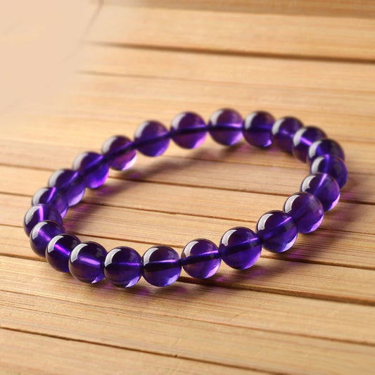 100% Natural Amethysts Body-purify Slimming Bracelet Women Men Dark Purple Crystal Beaded Couple Brazalete Gifts for Lover Yoga