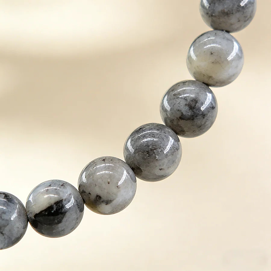 Natural Black Labradorite Stone Smooth Round Shape Beads Bracelet Fashionable Handmade Elastic Jewelry Accessories 1 Dollar Item