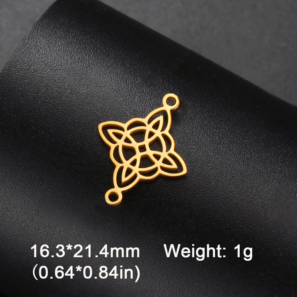 1pc Witch Knot Virgin Mary Stainless Steel Pendant Double Protection Amulet Necklace Bracelet Jewelry Making Accessories