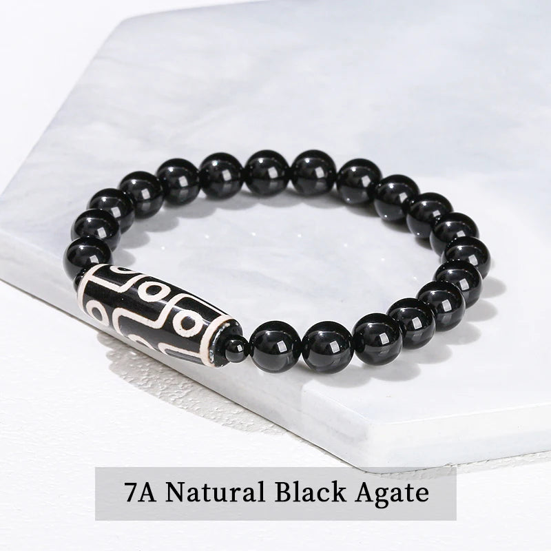 Natural Green Nine Eyes Tibetan Dzi Agate Barrel Beads Bracelet Women Men Retro Healing Buddha Prayer Charm Yoga Jewelry Gift