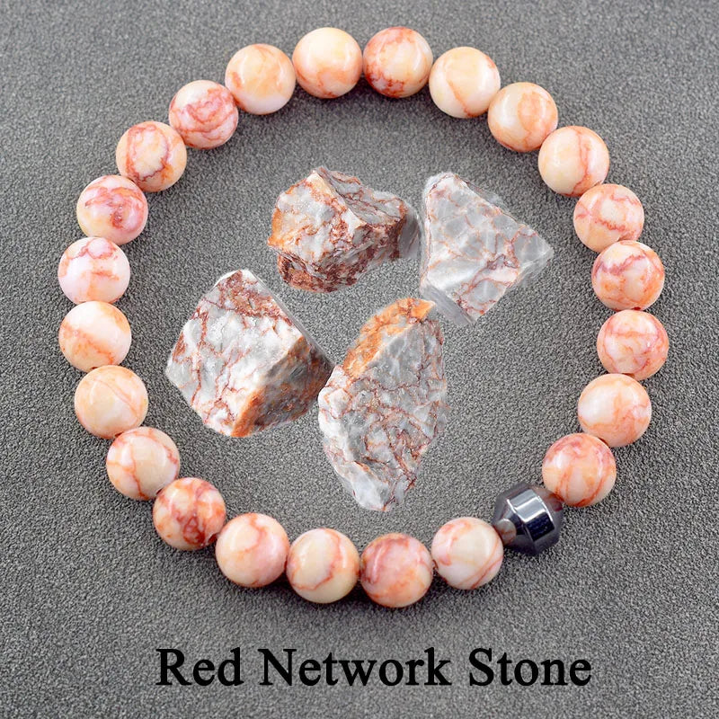 Genuine Natural Stone Bracelet Man Women Labradorite Red Tiger Eye Stone Bead Jewelry Hematite Cylinder Wristband Gift Wholesale