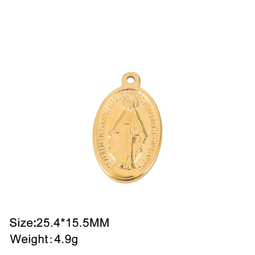 1pc Witch Knot Virgin Mary Stainless Steel Pendant Double Protection Amulet Necklace Bracelet Jewelry Making Accessories