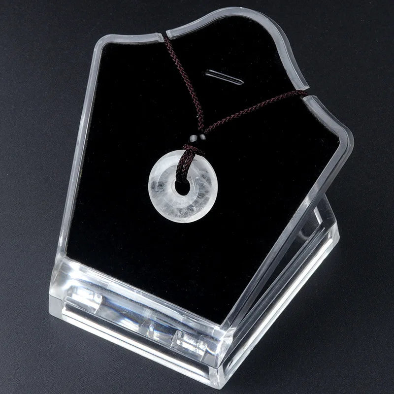 20mm Circle Donut Healing Crystals Necklace Natural Chakra Gemstone Stone Amulet Lucky Coin Donuts Charm Protection Quartz Agate